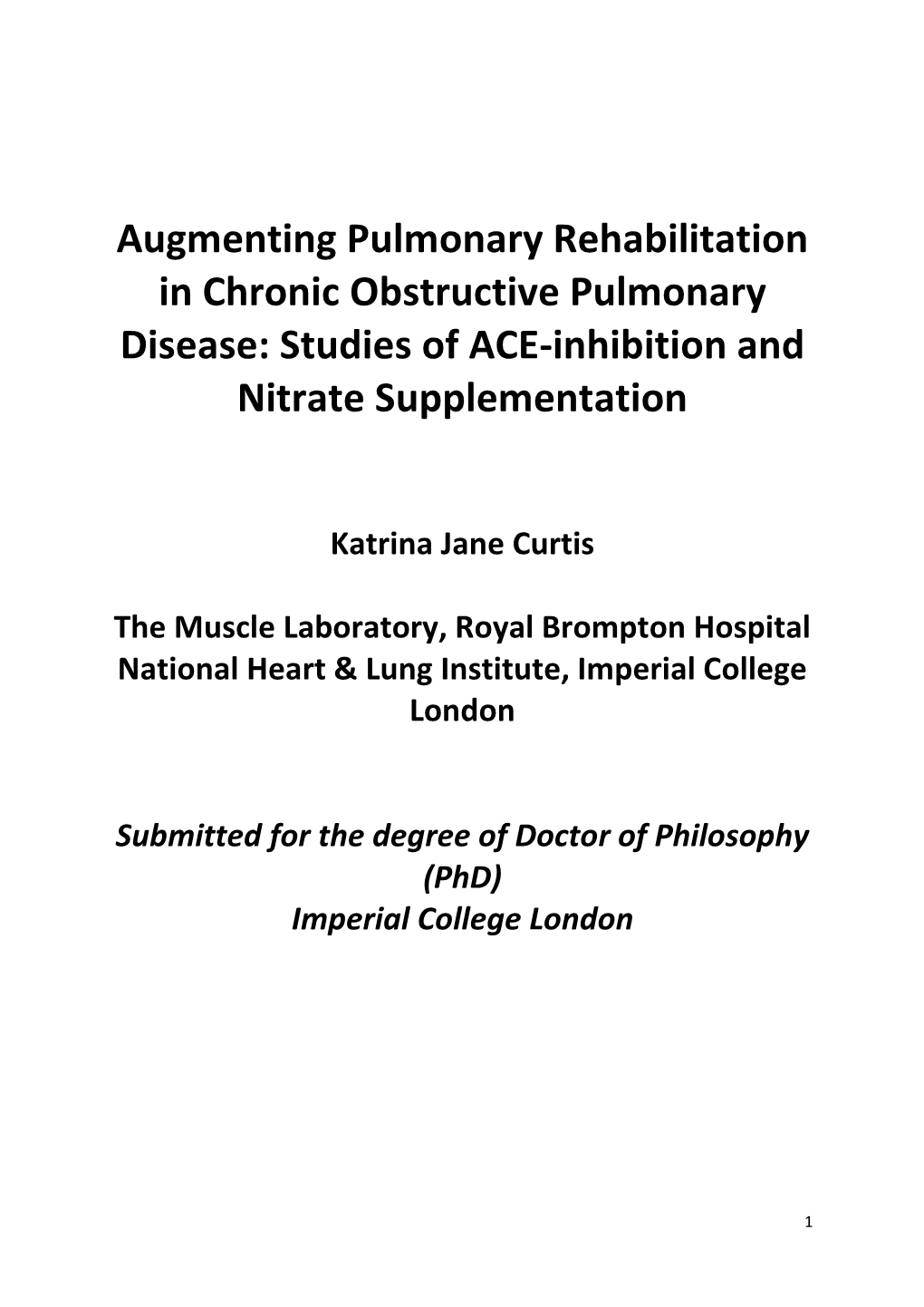 Studies of ACE-Inhibition and Nitrate Supplementation