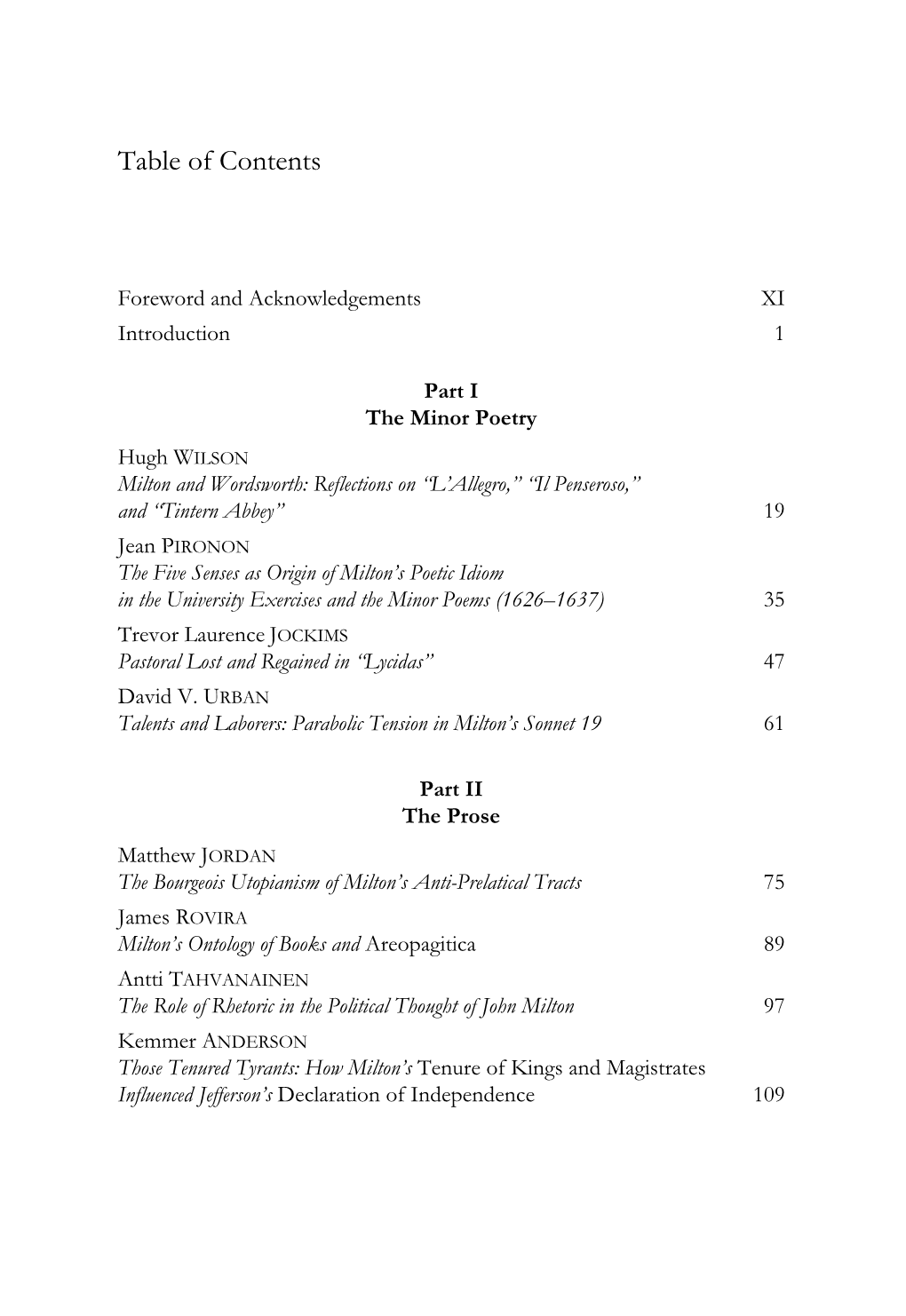 Table of Contents