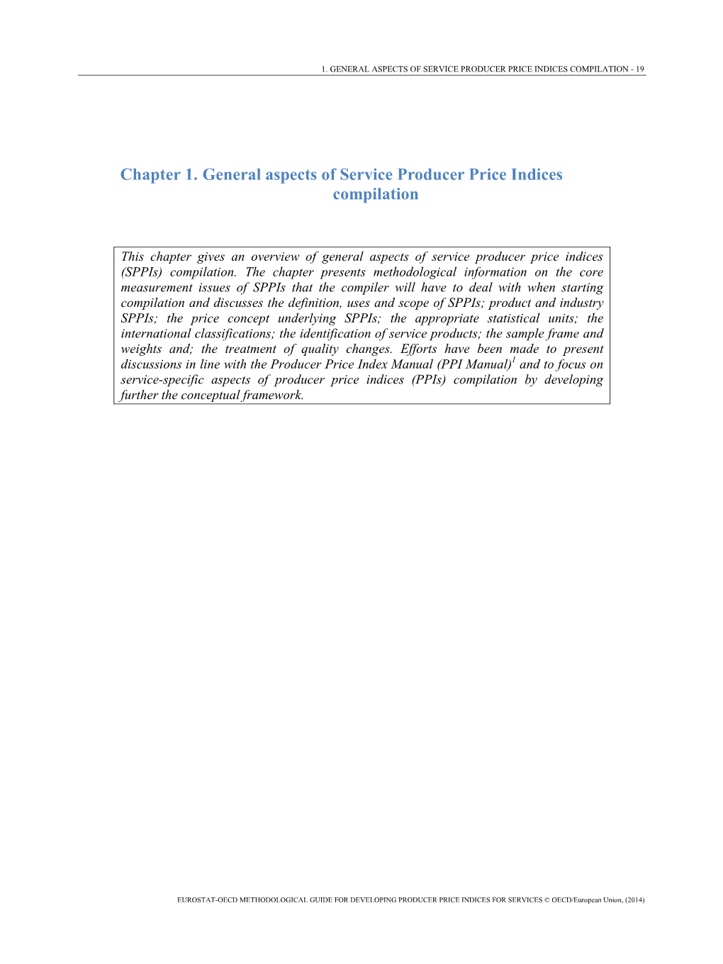Chapter 1. General Aspects of Service Producer Price Indices Compilation