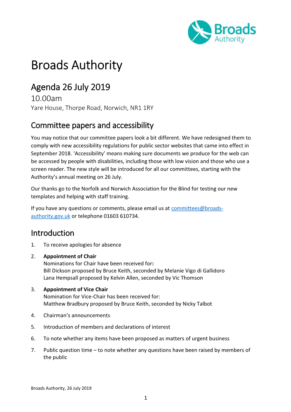 Broads Authority Committee Papers 26 July 2019