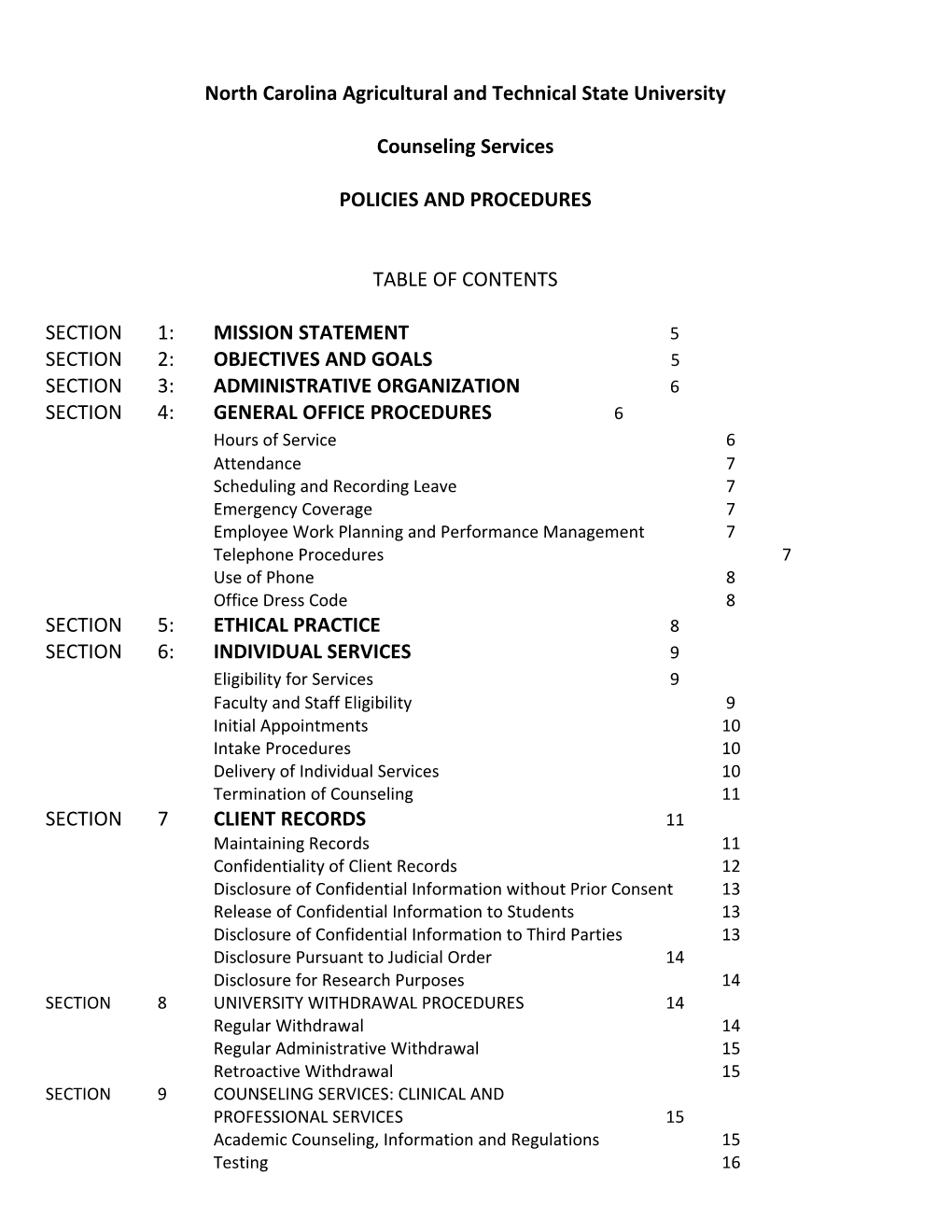 Policies Procedures