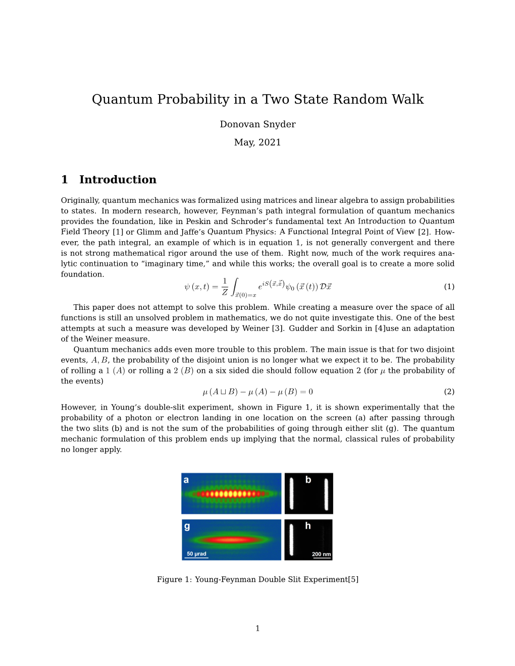 Quantum Probability in a Two State Random Walk