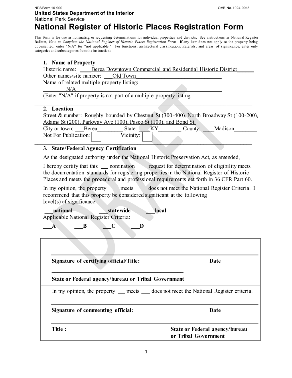 National Register of Historic Places Registration Form