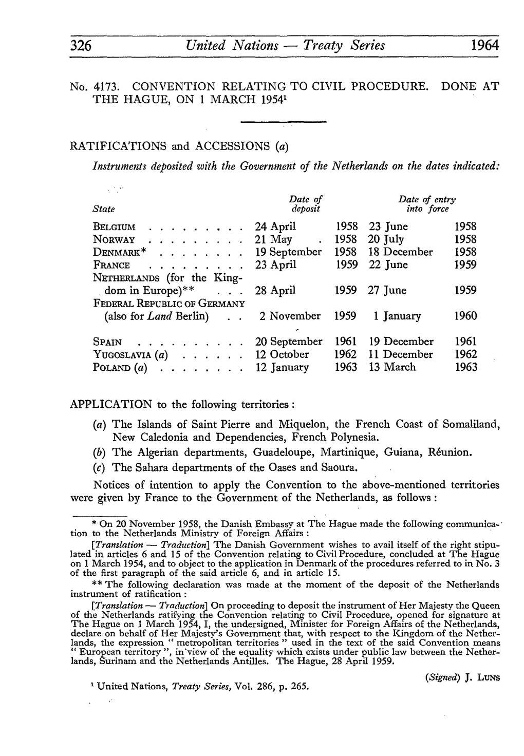 United Nations Treaty Series 1964