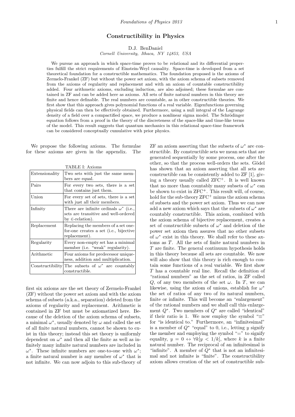 Constructibility in Physics