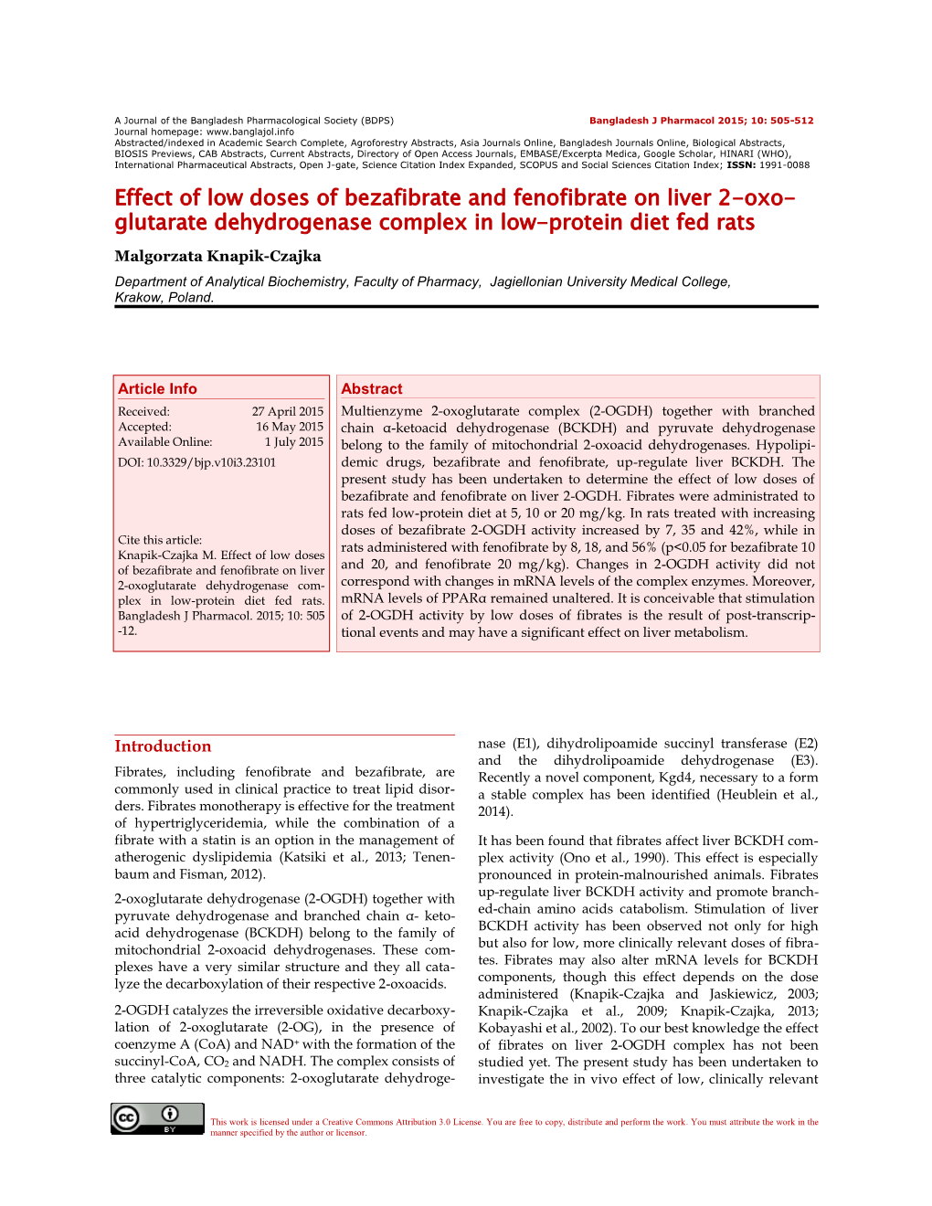 Effect of Low Doses of Bezafibrate and Fenofibrate on Liver 2-Oxoglutarate