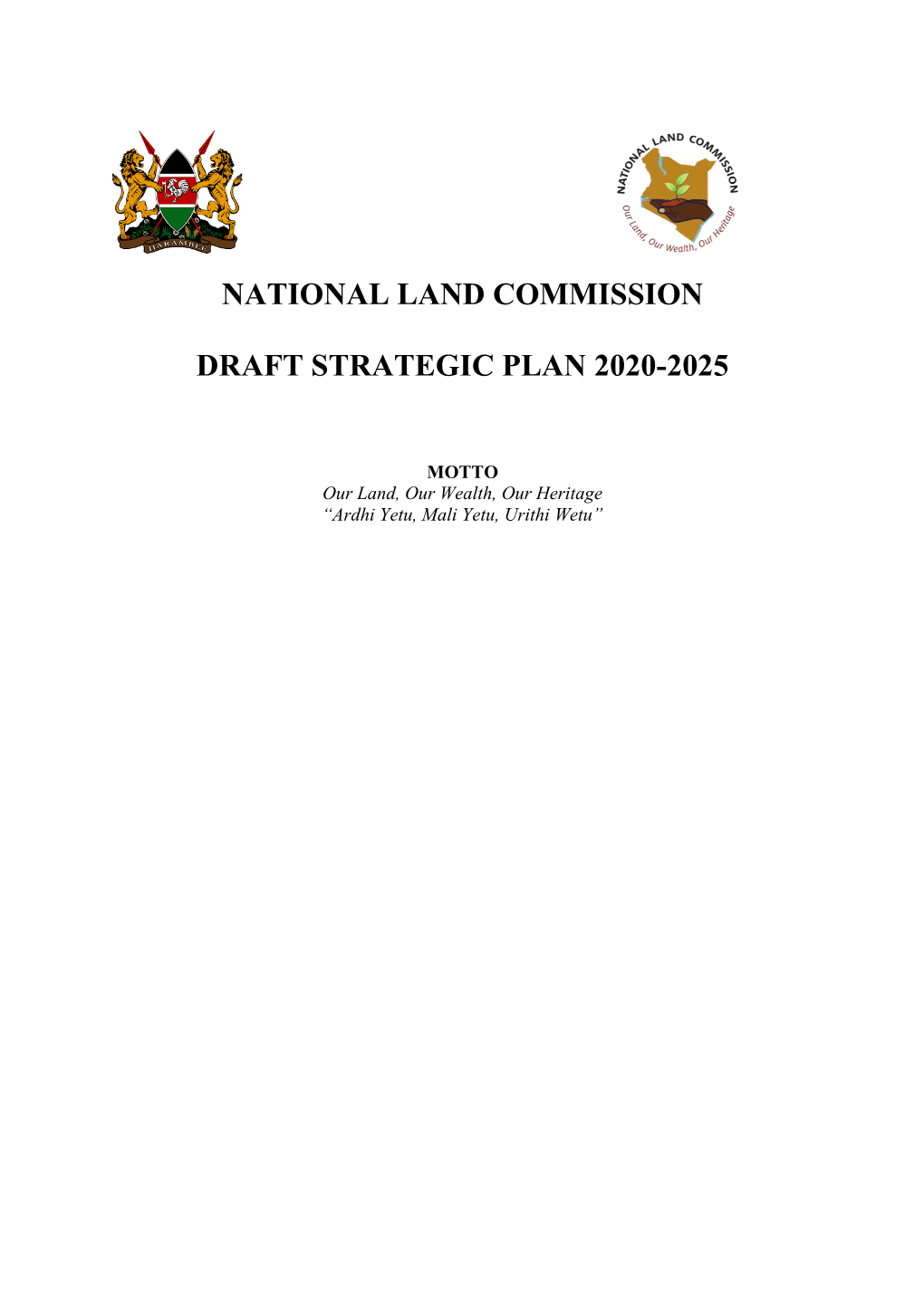 National Land Commission Draft Strategic Plan 2020-2025