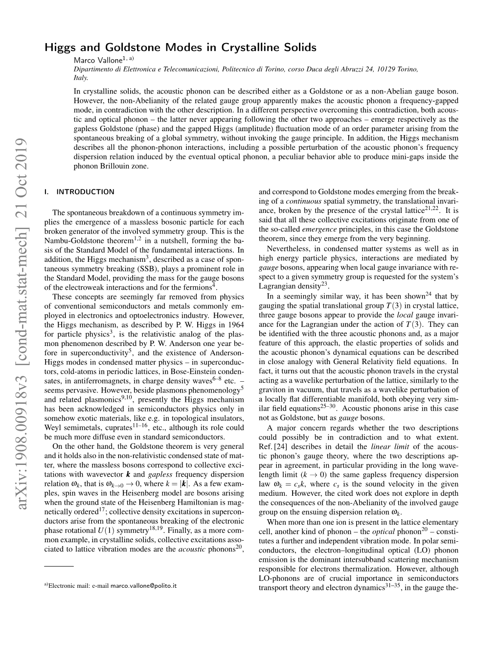 Arxiv:1908.00918V3 [Cond-Mat.Stat-Mech] 21 Oct 2019 17 Netically Ordered ; Collective Density Excitations in Supercon- Group on the Ensuing Dispersion Relation Ωk