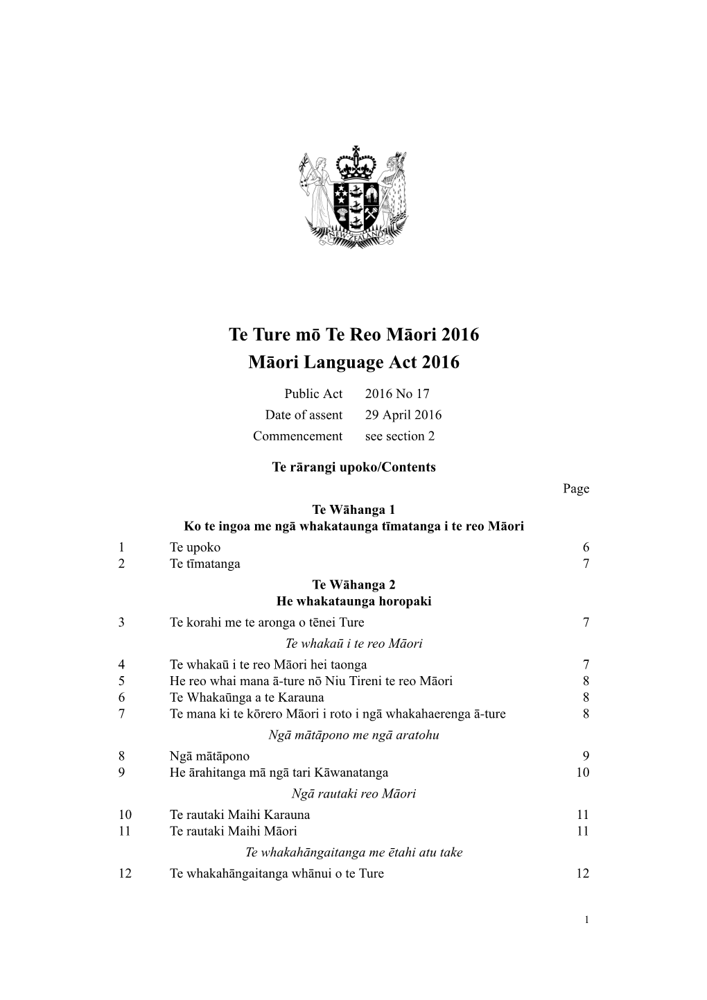 Te Ture Mō Te Reo Māori 2016 Māori Language Act 2016