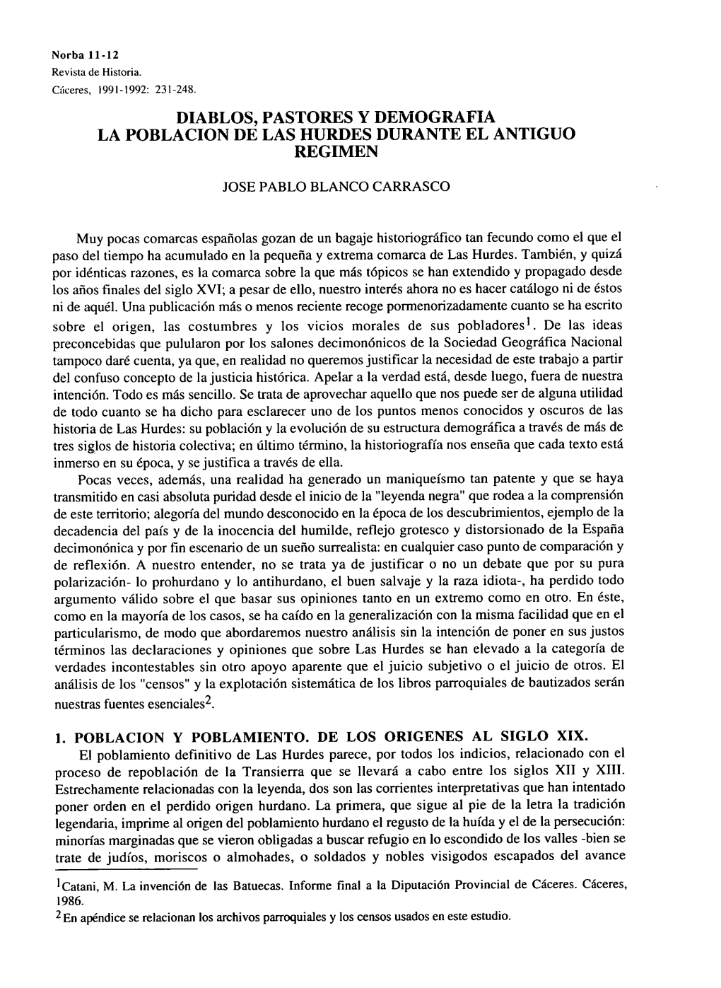 Diablos, Pastores Y De1viografia La Poblacion De Las Hurdes Durante El Antiguo Regimen