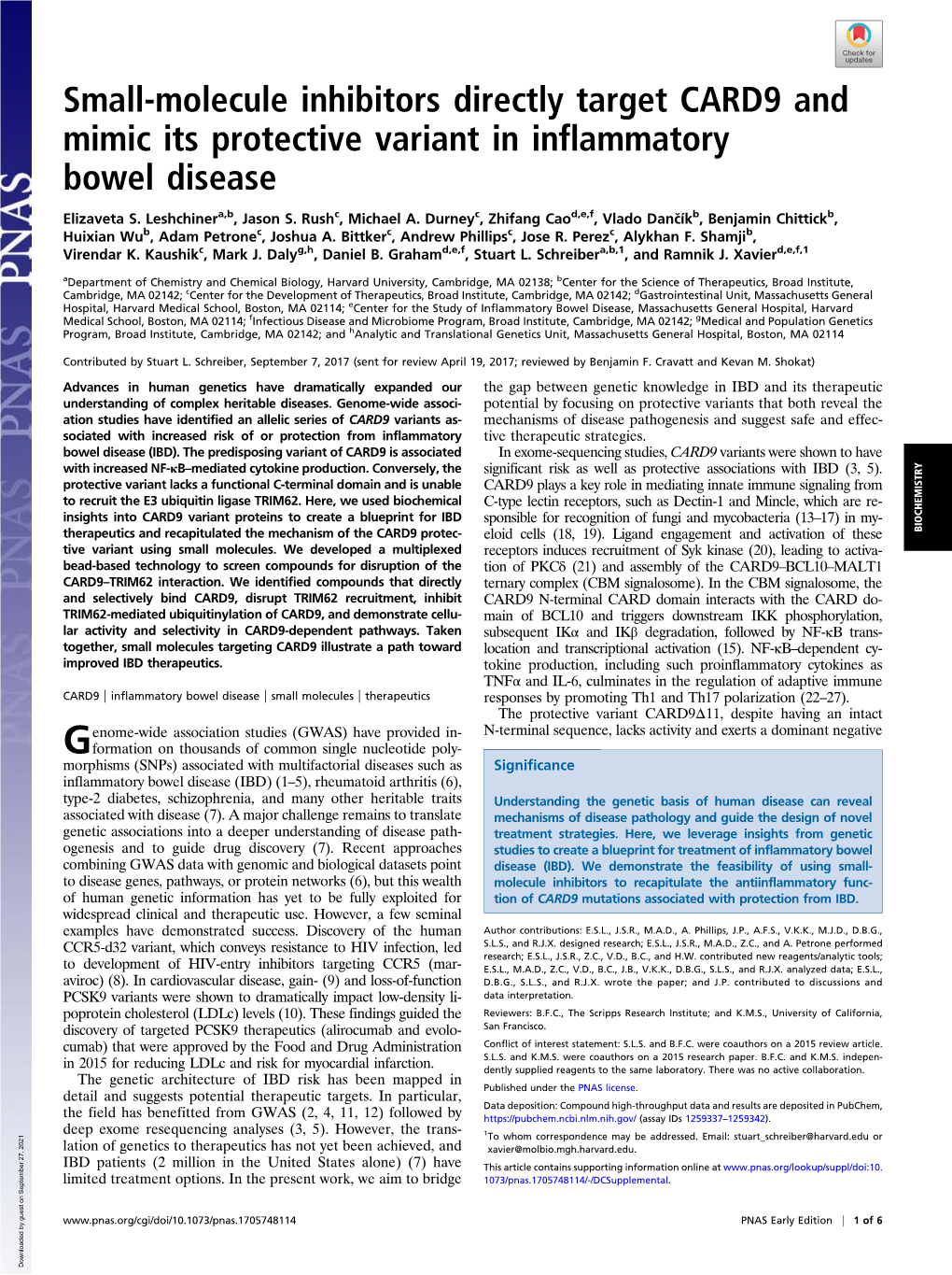 Small-Molecule Inhibitors Directly Target CARD9 and Mimic Its Protective Variant in Inflammatory Bowel Disease