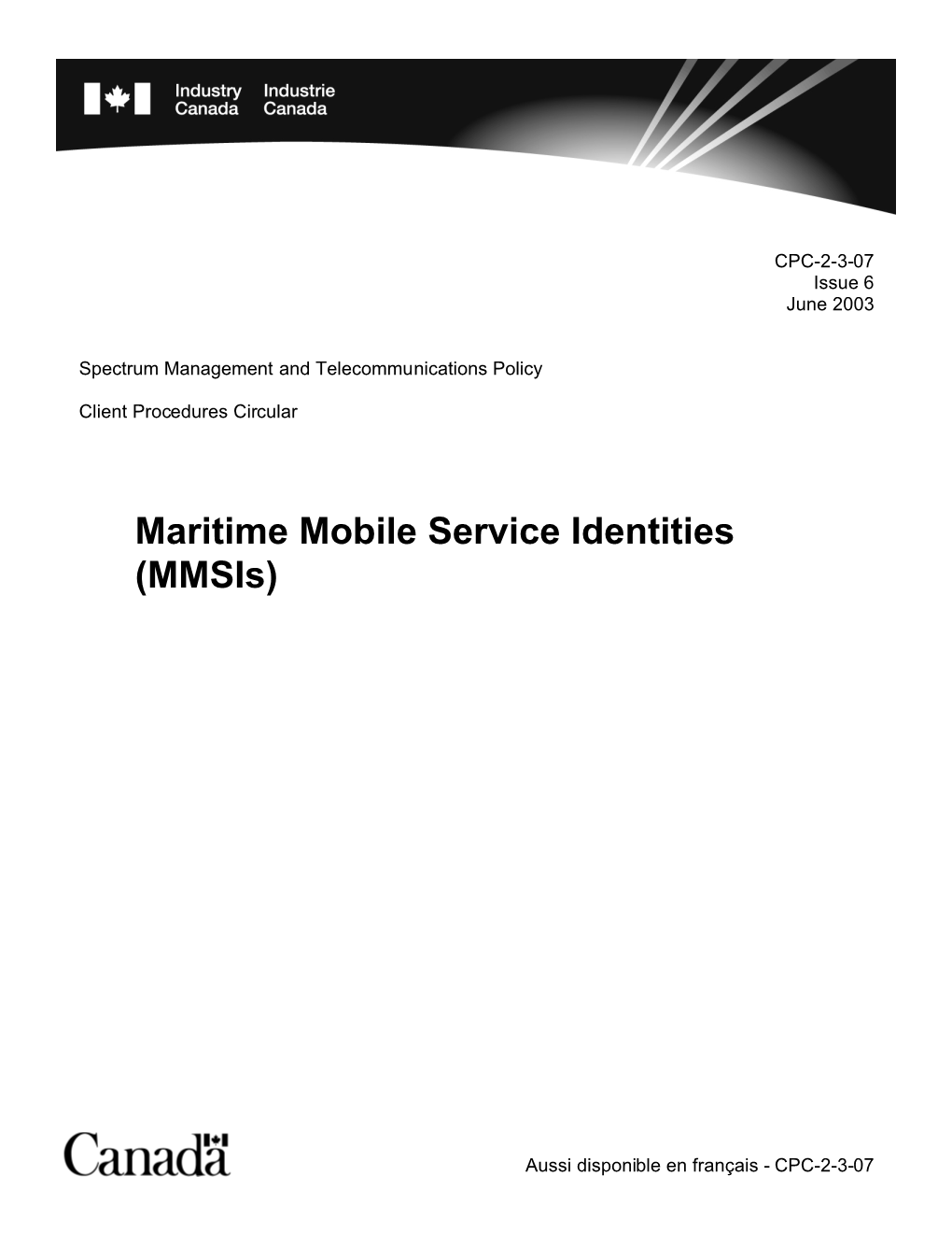 Maritime Mobile Service Identities (Mmsis)