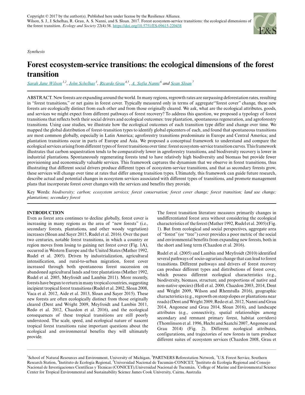 Forest Ecosystem-Service Transitions: the Ecological Dimensions of the Forest Transition