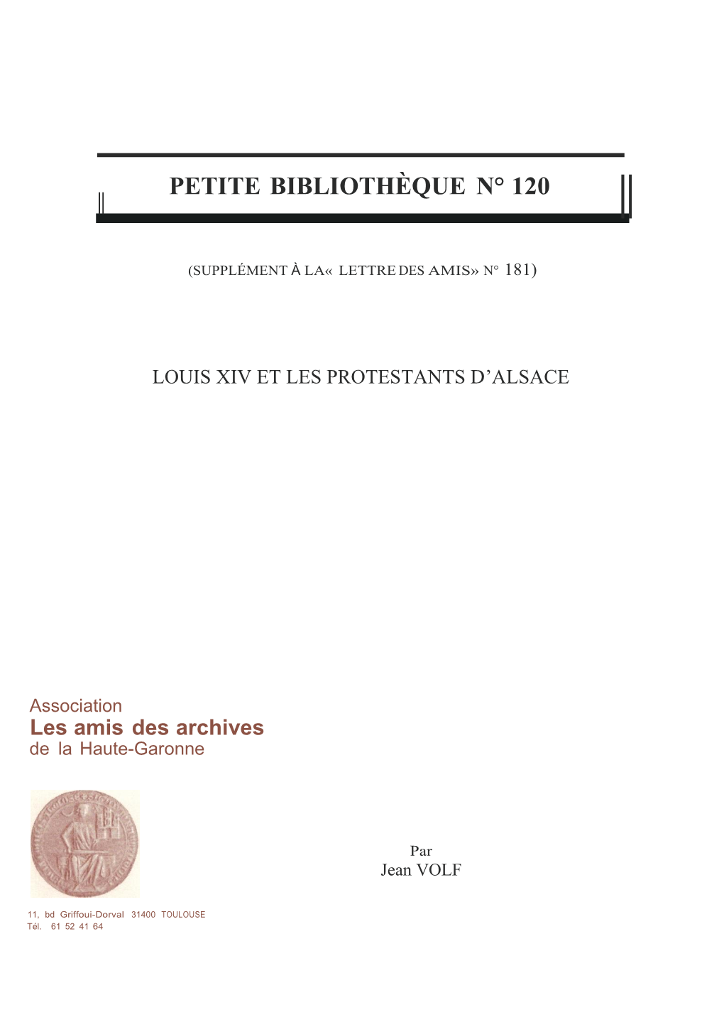 PETITE BIBLIOTHÈQUE N° 120 Il Il