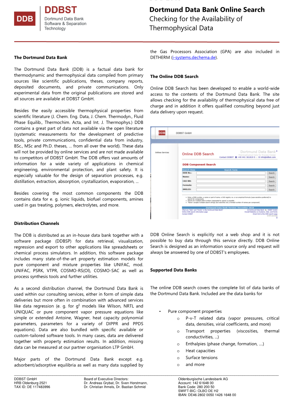 Dortmund Data Bank Online Search Checking for the Availability of Thermophysical Data