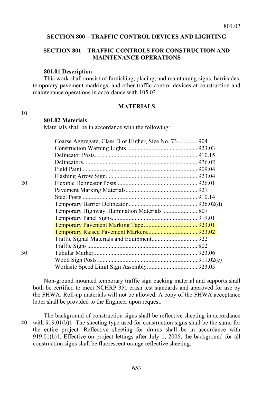 Traffic Control Devices and Lighting Section