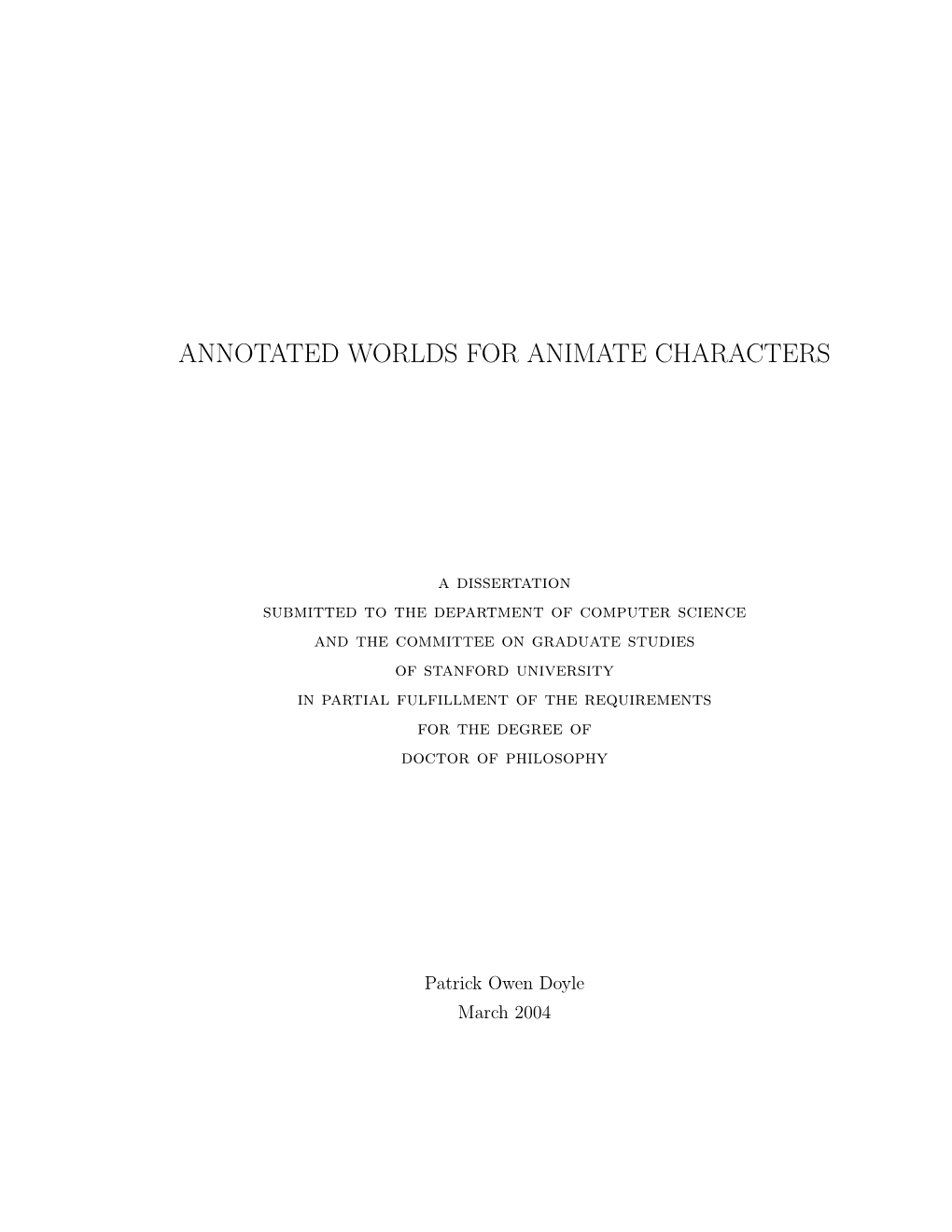 Annotated Worlds for Animate Characters
