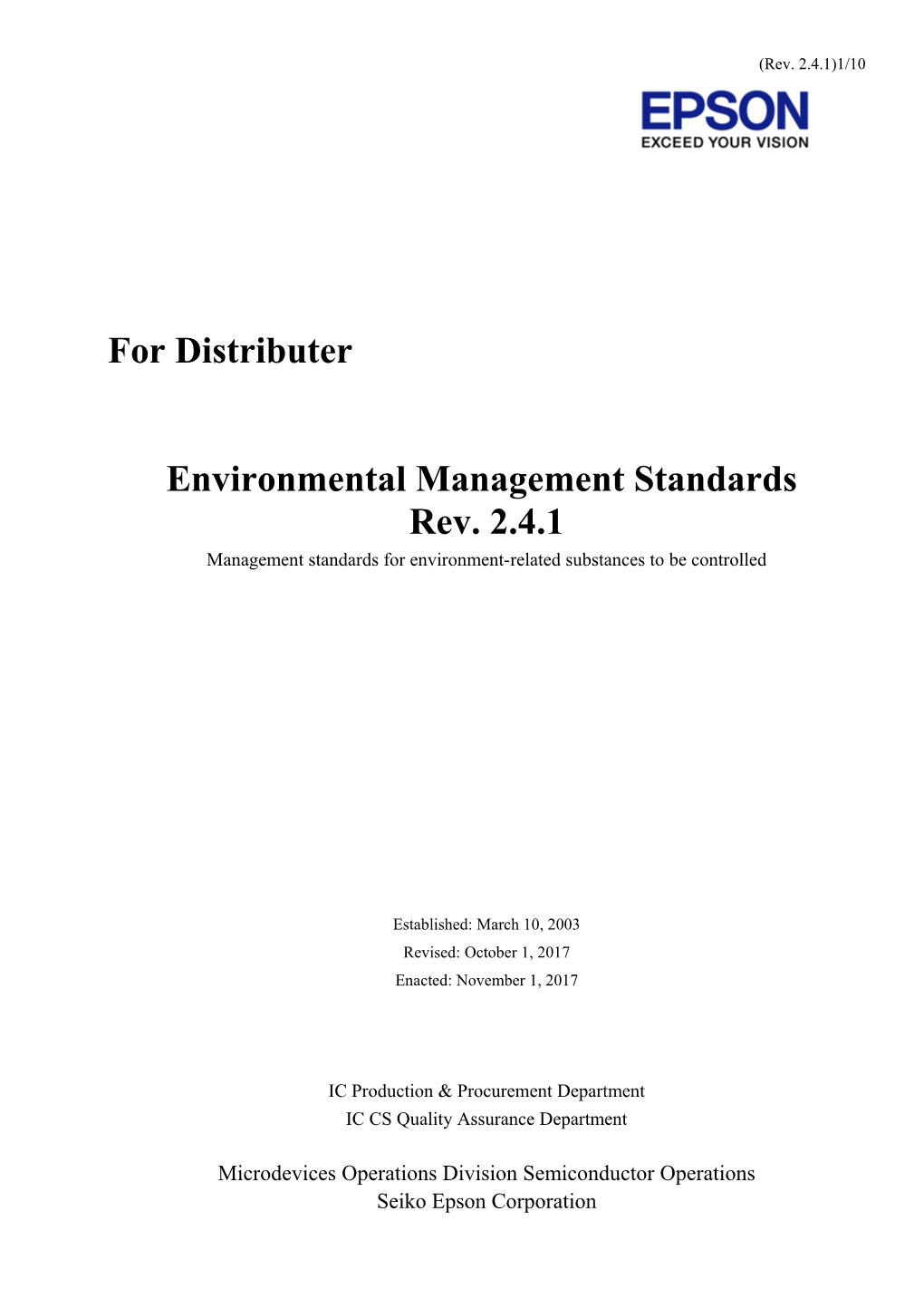 Environmental Management Standards