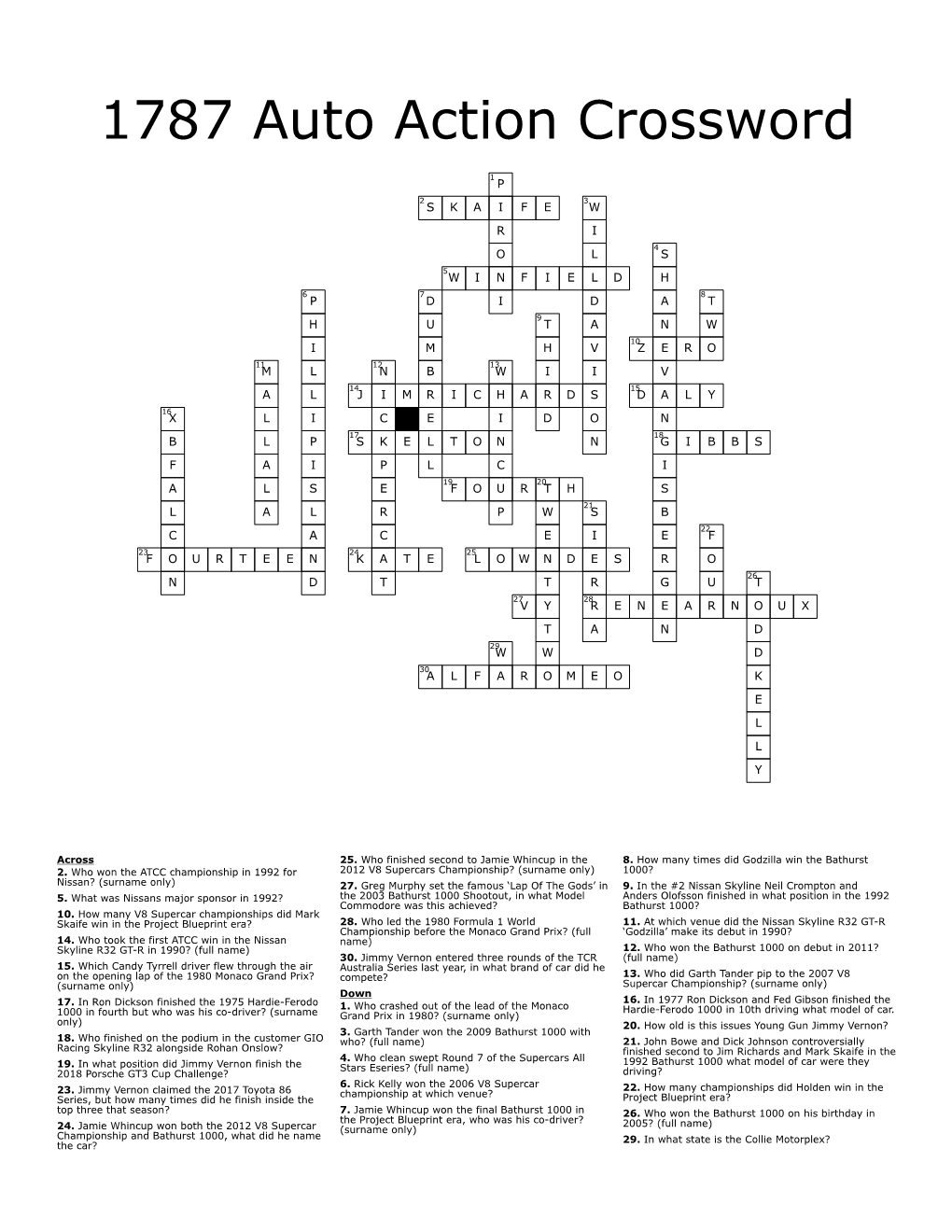 1787 Auto Action Crossword