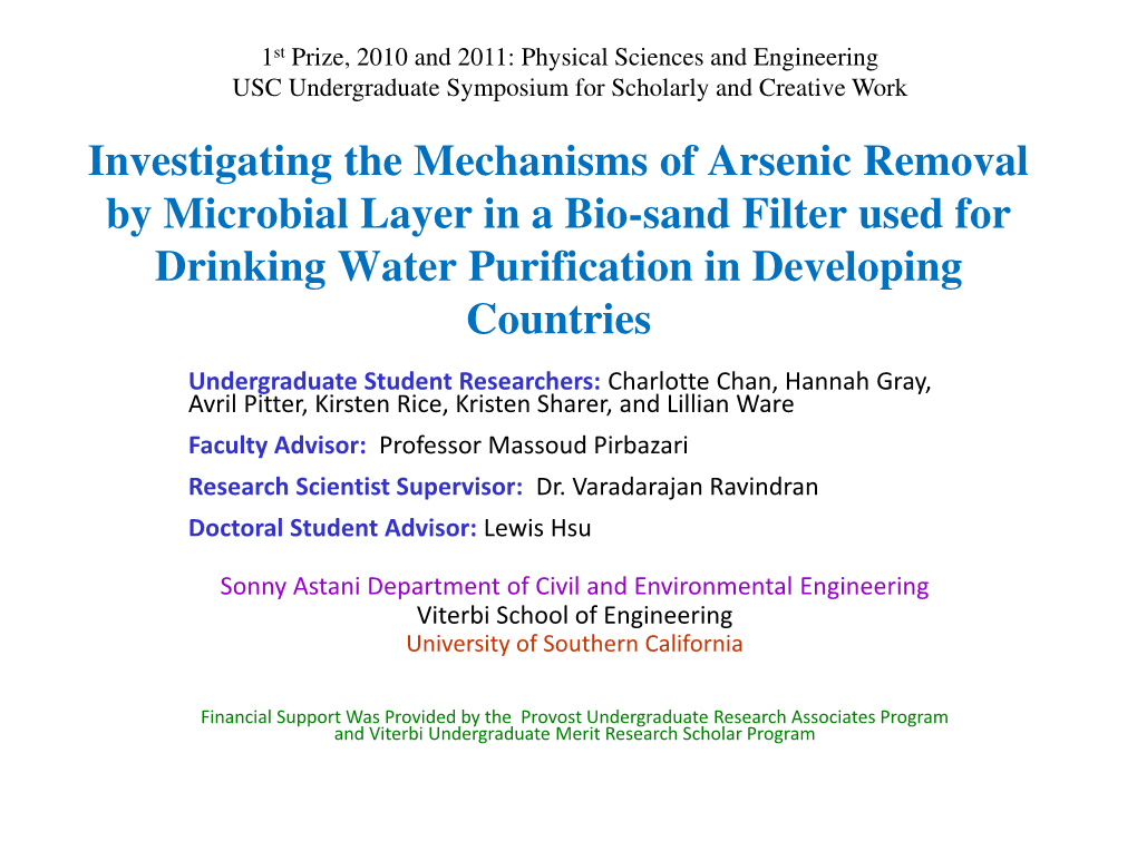 Investigating the Mechanisms of Arsenic Removal by Microbial