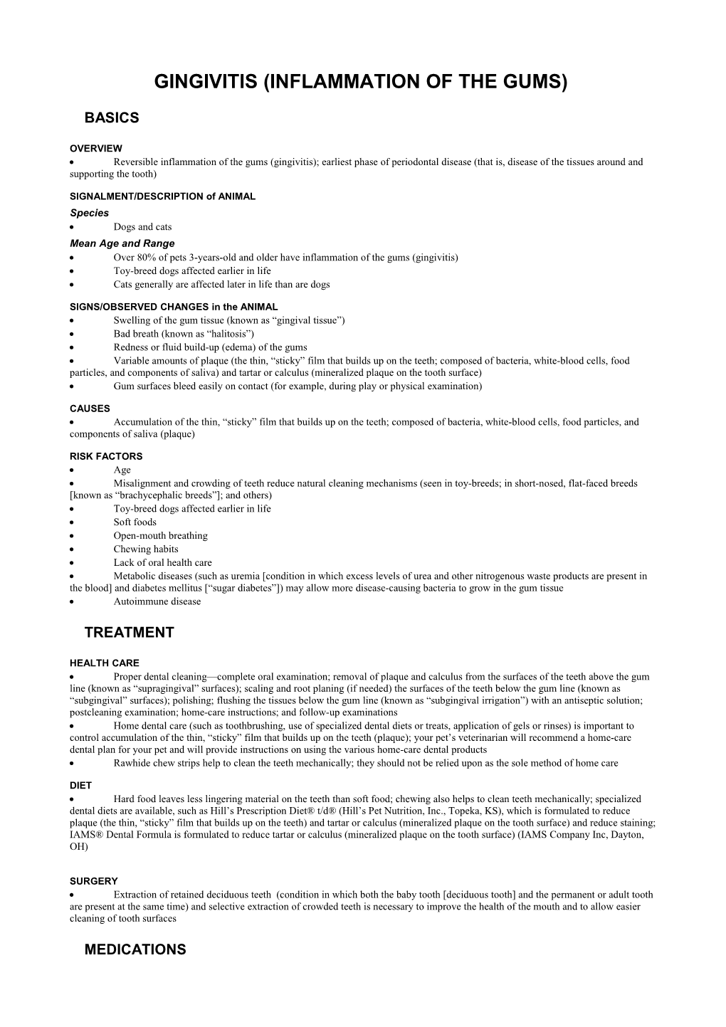 Gingivitis (Inflammation of the Gums)