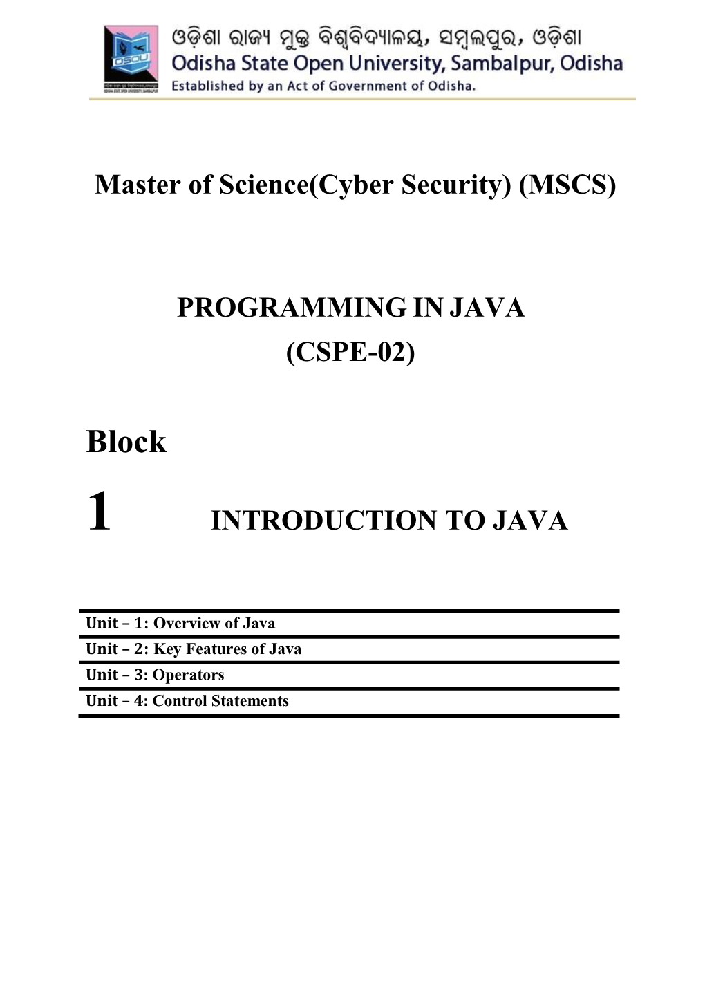 Programming in Java (Cspe-02)