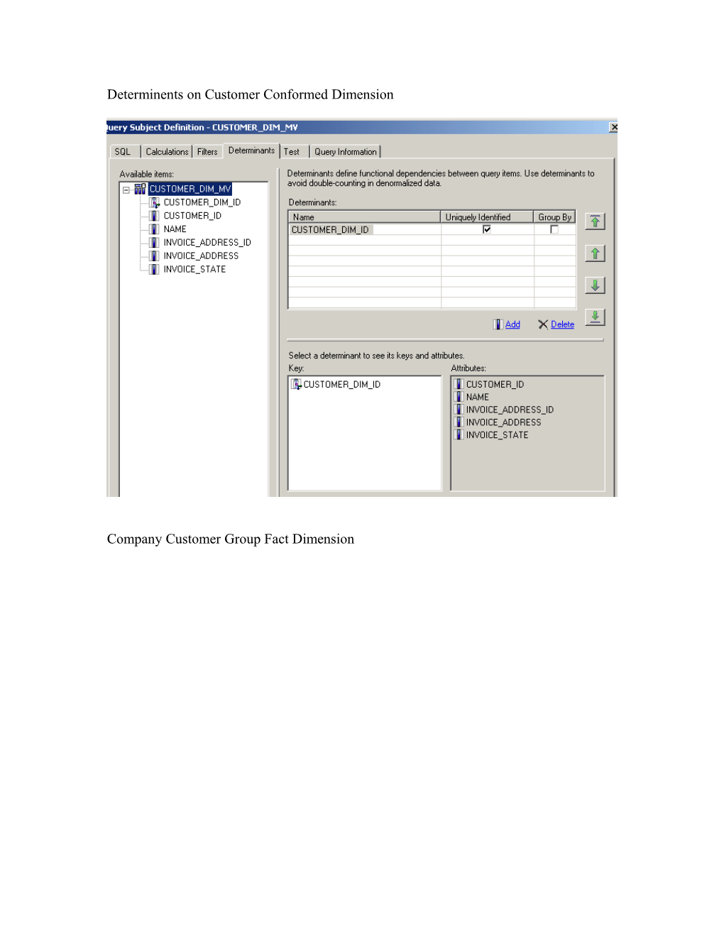 Determinents on Customer Conformed Dimension