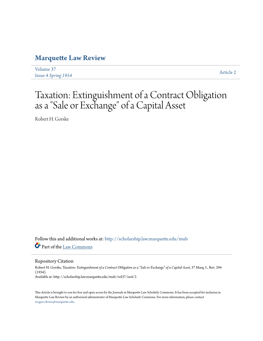 Taxation: Extinguishment of a Contract Obligation As a 