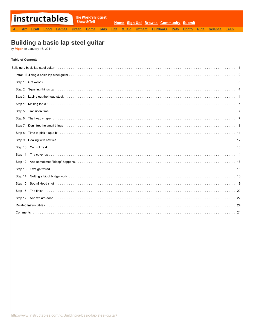 Building a Basic Lap Steel Guitar by Friger on January 16, 2011