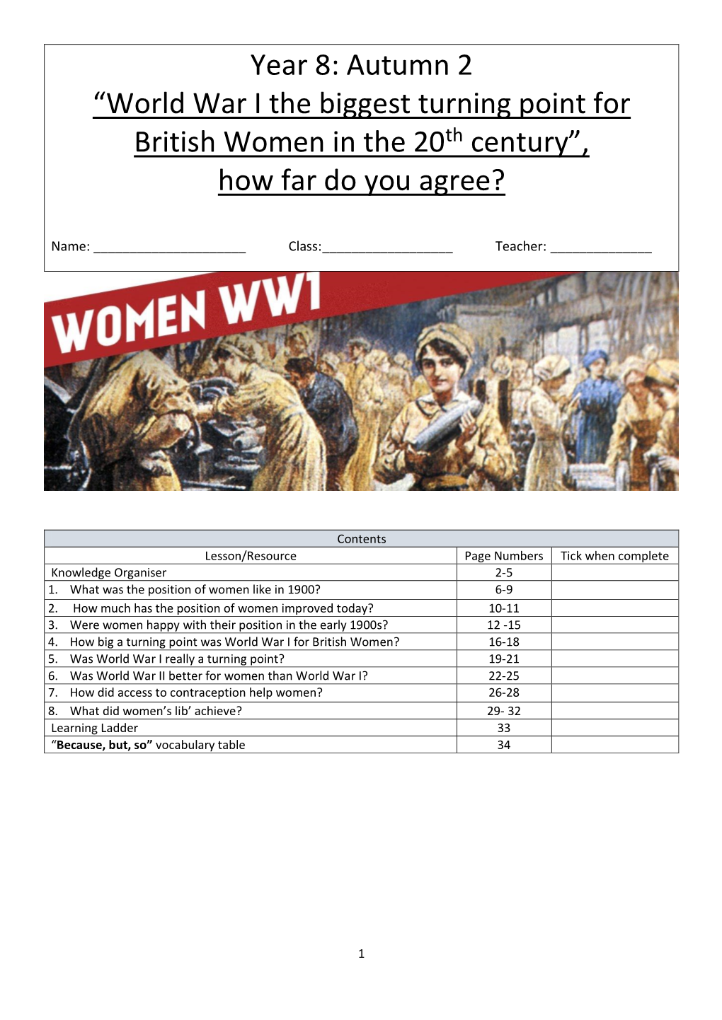 World War I the Biggest Turning Point for British Women in the 20Th Century”, How Far Do You Agree?