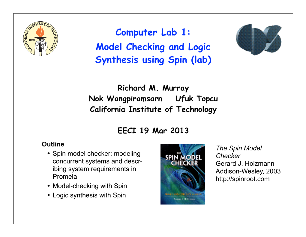 Model Checking and Logic Synthesis Using Spin (Lab)