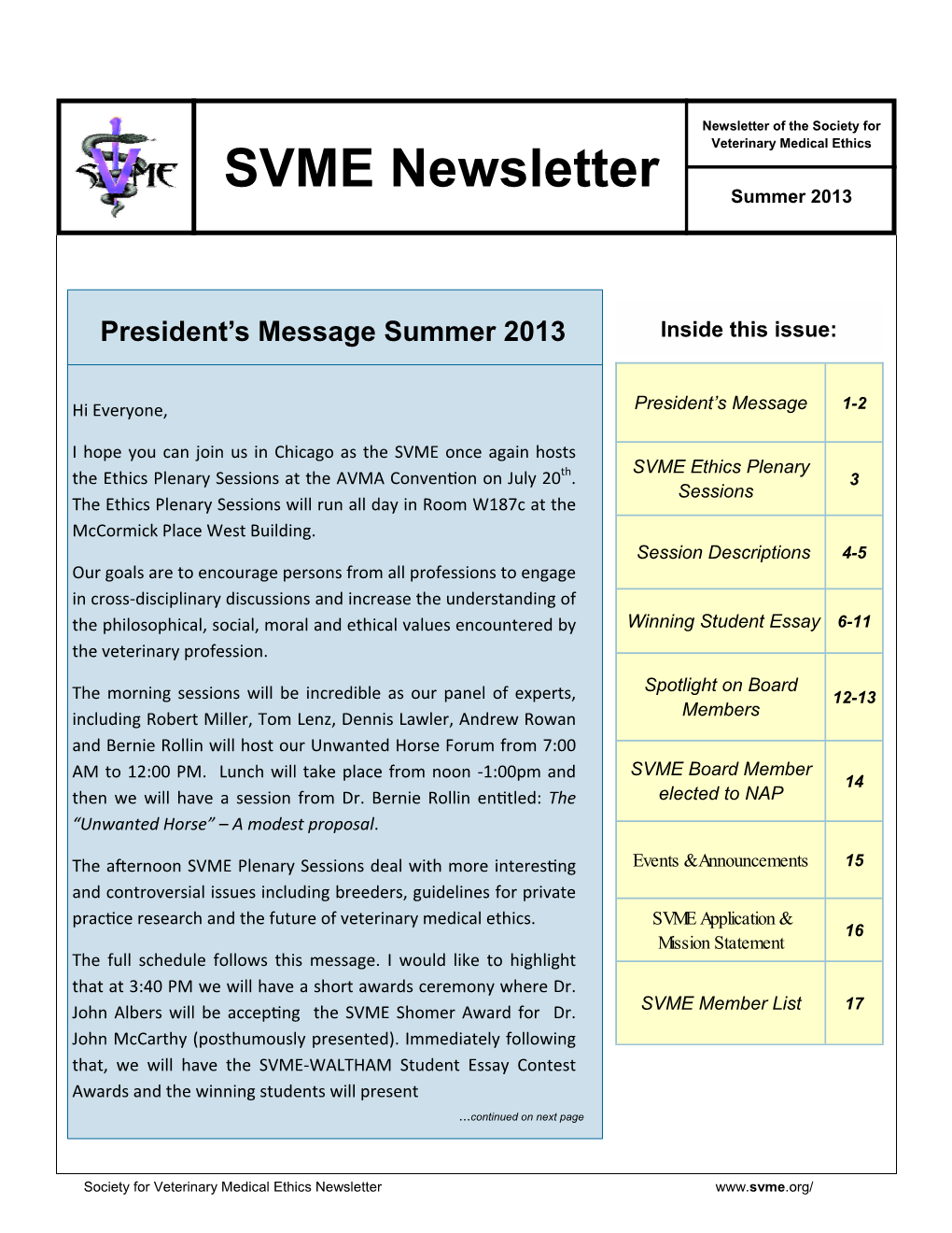 SVME 2013 Summer Newsletter.Pub
