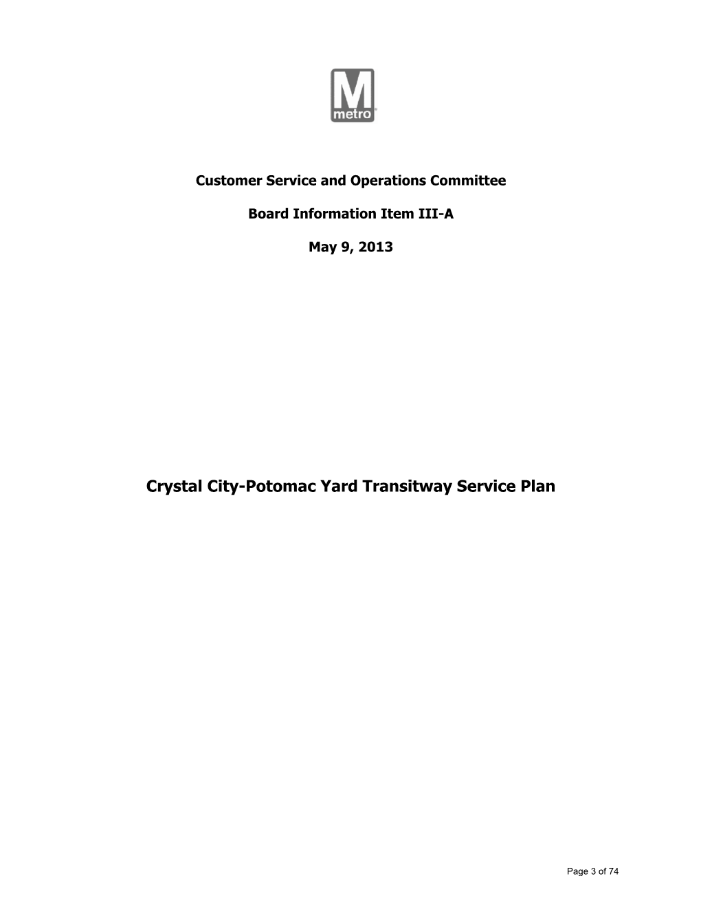 Crystal City-Potomac Yard Transitway Service Plan