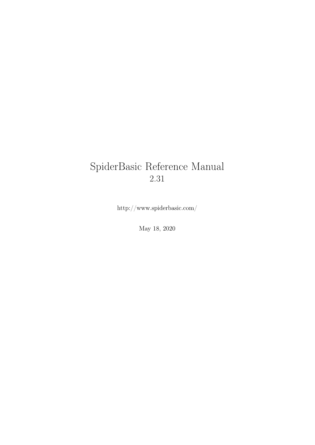 Spiderbasic Reference Manual 2.31