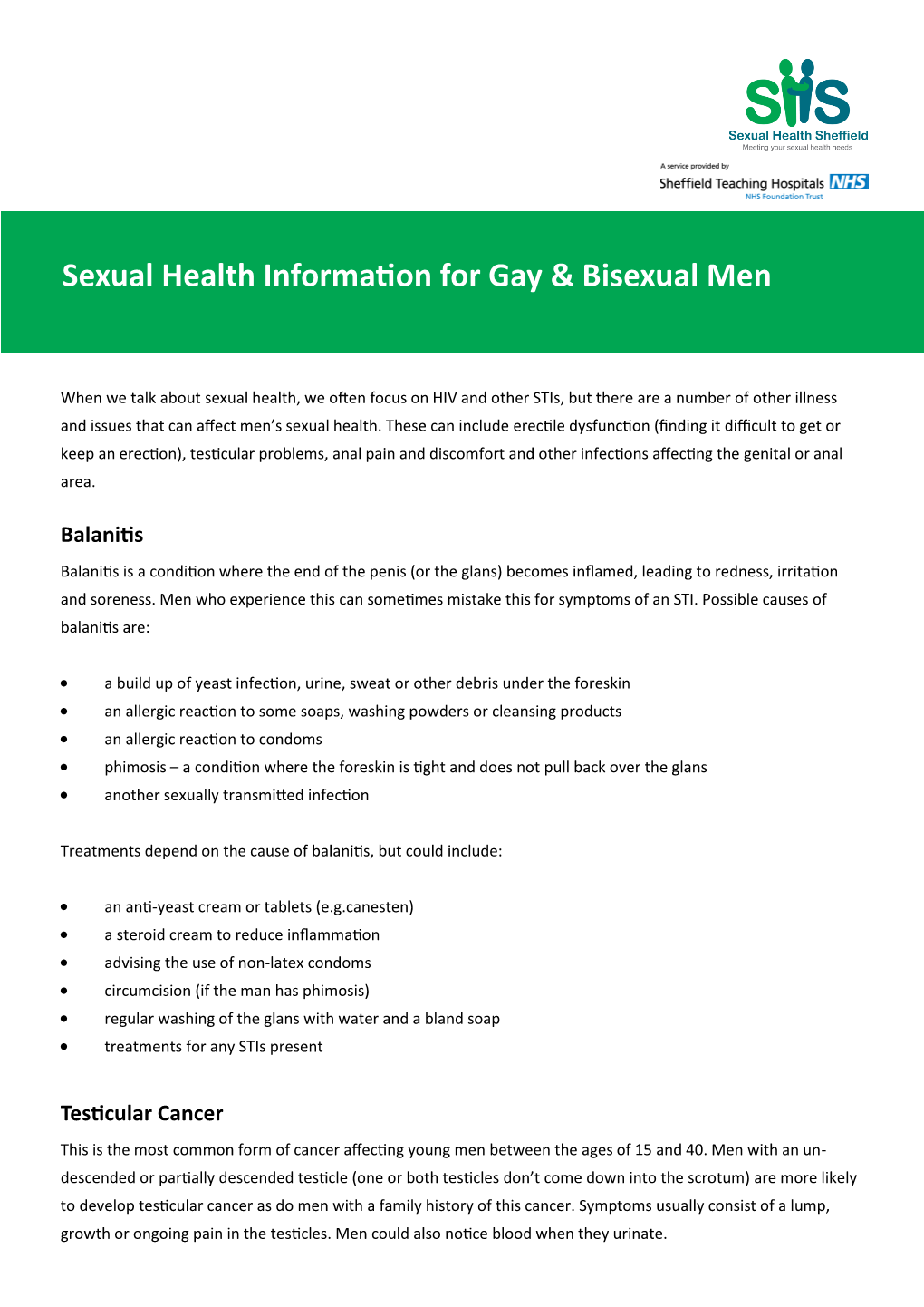 Sexual Health Information for Gay & Bisexual