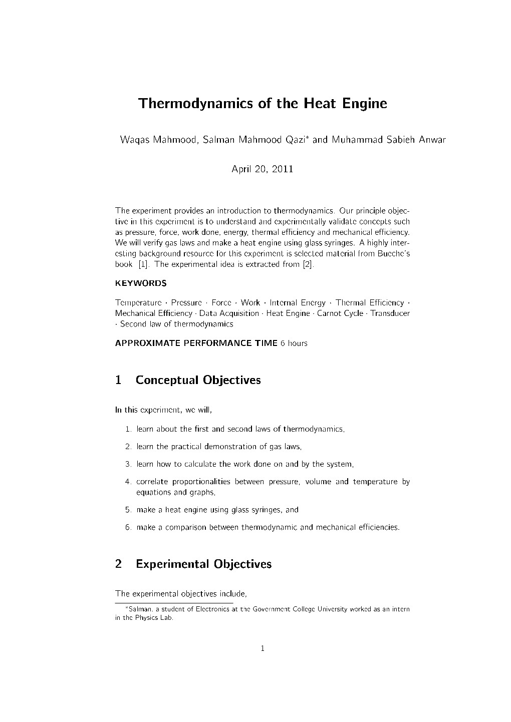 Thermodynamics of the Heat Engine