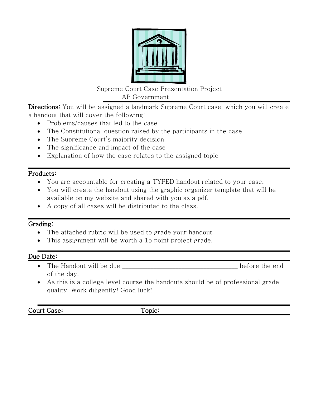 Supreme Court Case Presentation/Project