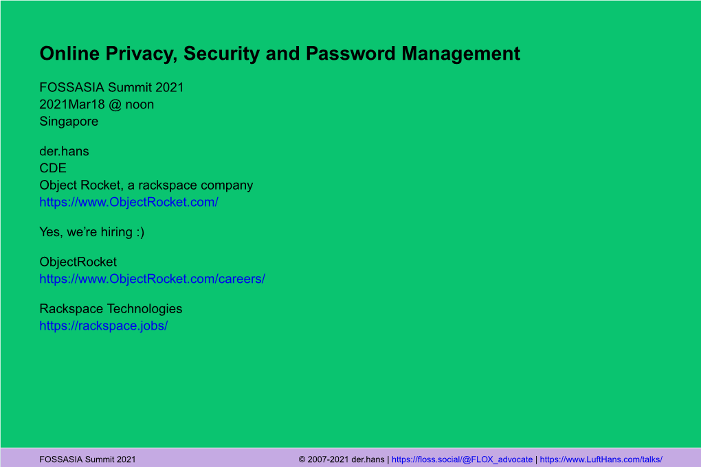 Online Privacy, Security and Password Management