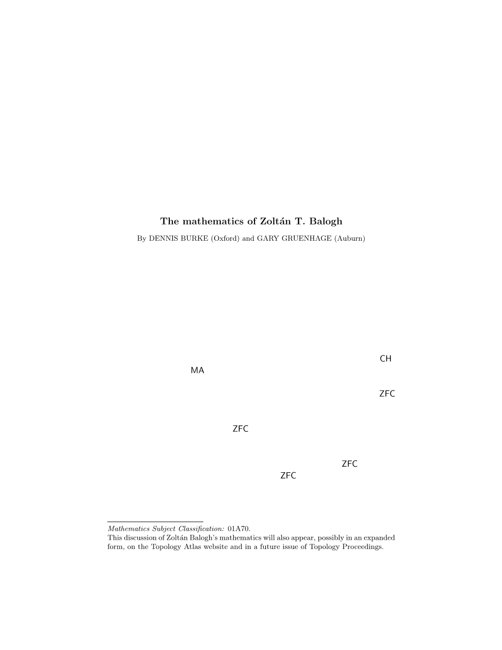 The Mathematics of Zoltán T. Balogh