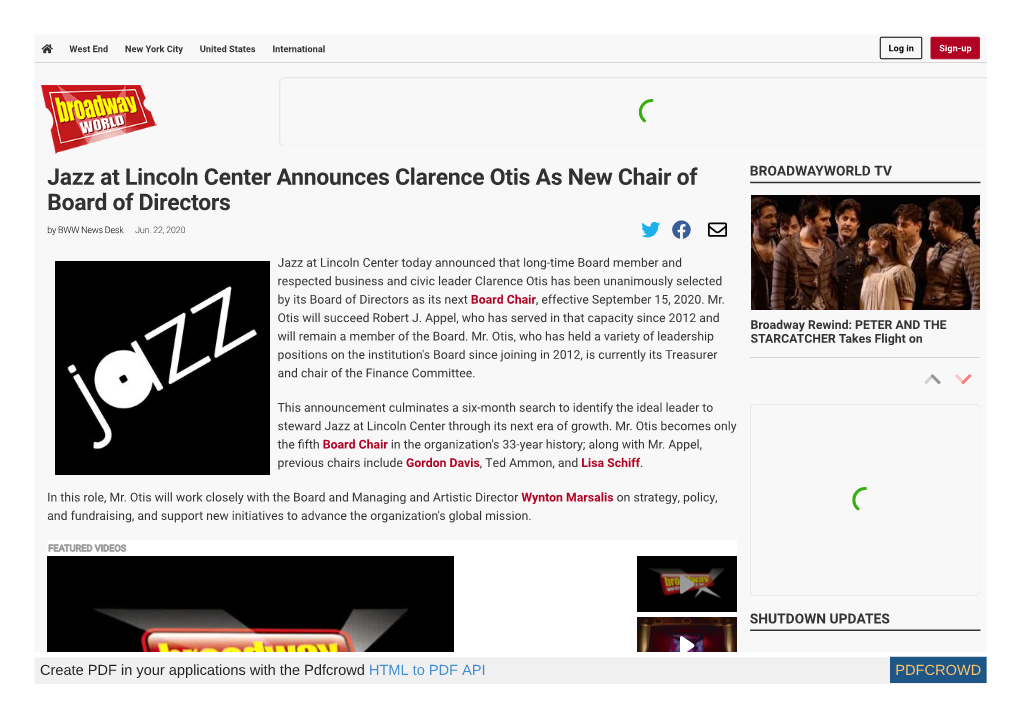 Jazz at Lincoln Center Announces Clarence Otis As New Chair of BROADWAYWORLD TV Board of Directors by BWW News Desk Jun