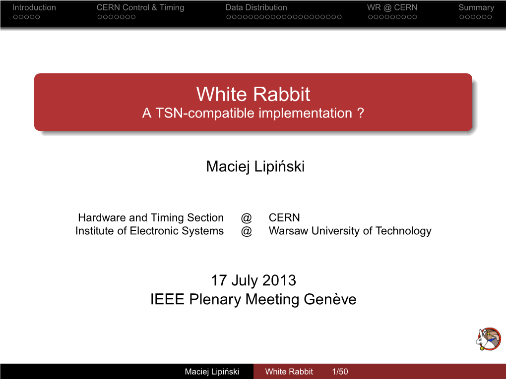 White Rabbit a TSN-Compatible Implementation ?