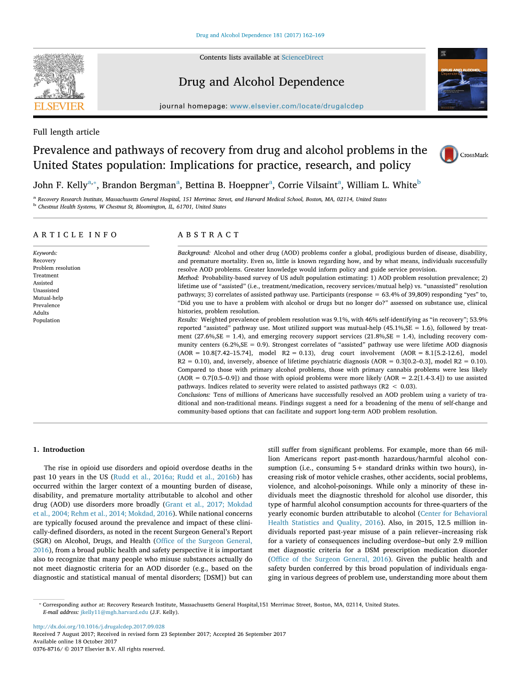 Drug and Alcohol Dependence 181 (2017) 162–169