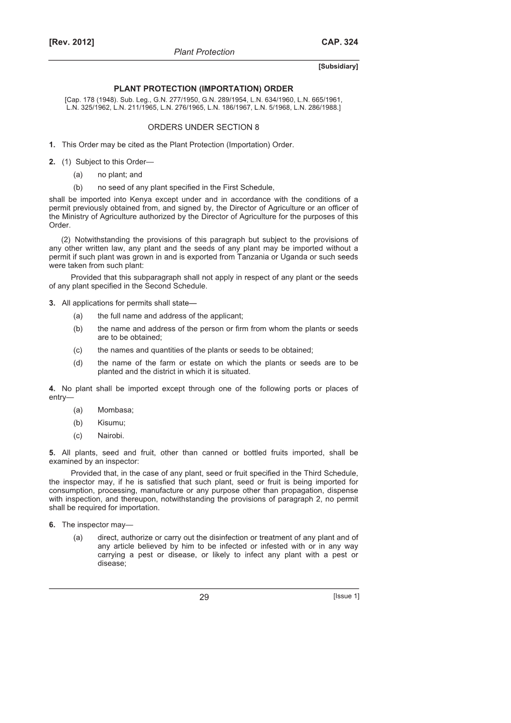 [Rev. 2012] CAP. 324 Plant Protection 29 PLANT PROTECTION