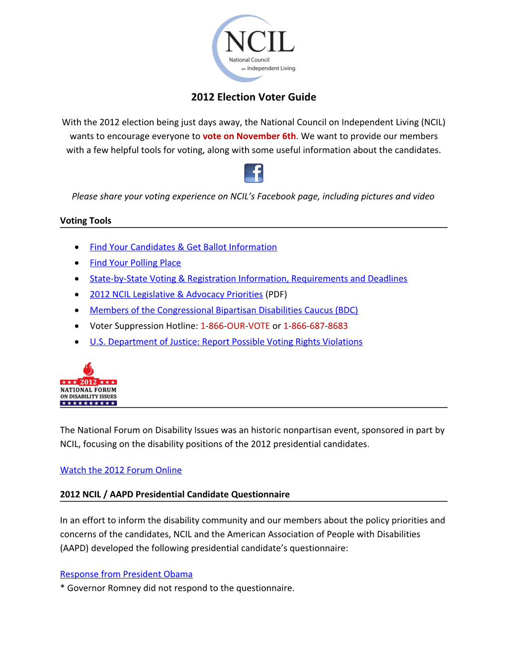 2012 Election Voter Guide