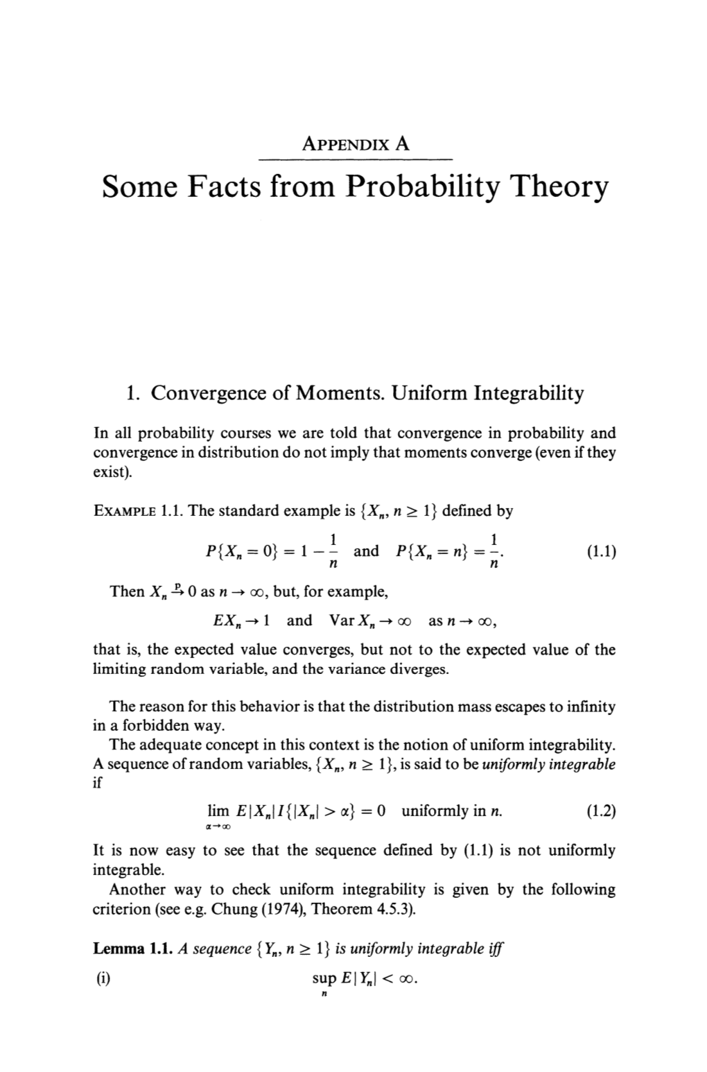Some Facts from Probability Theory