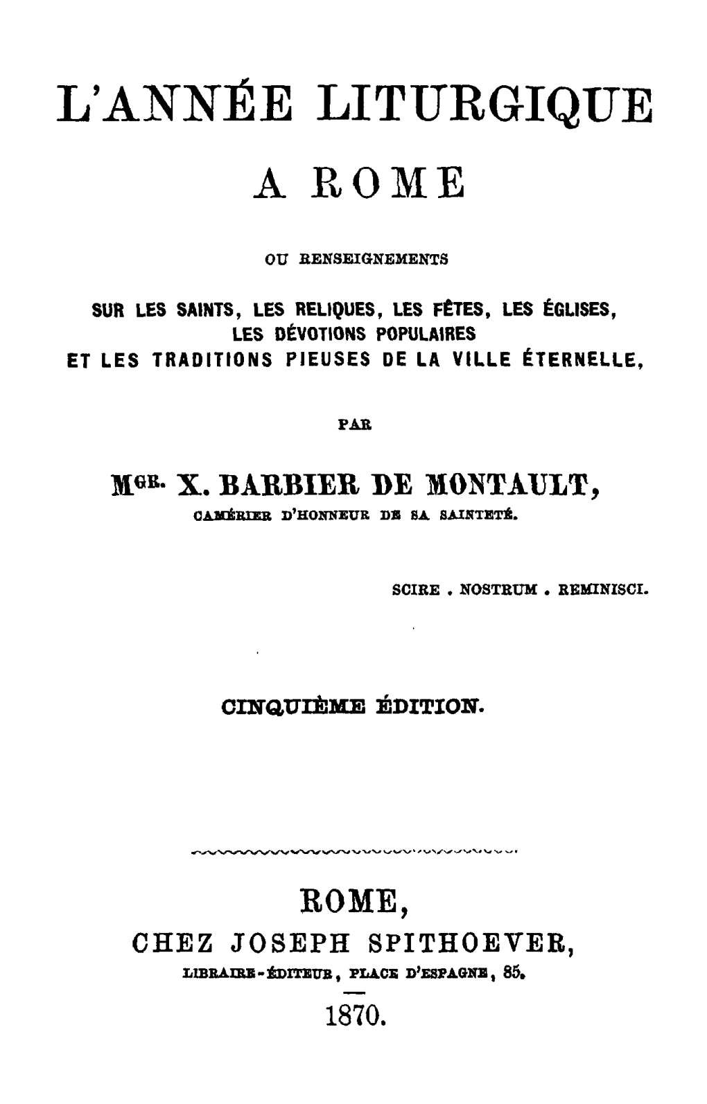 L'année Liturgique À Rome