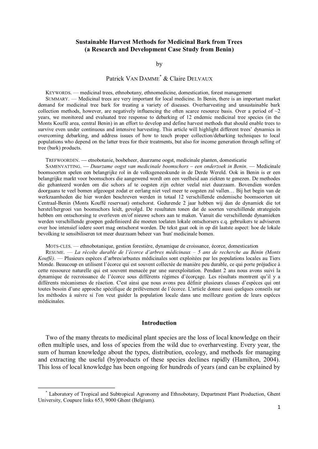 Bark Recovery of Medicinal Trees After Bark Harvesting