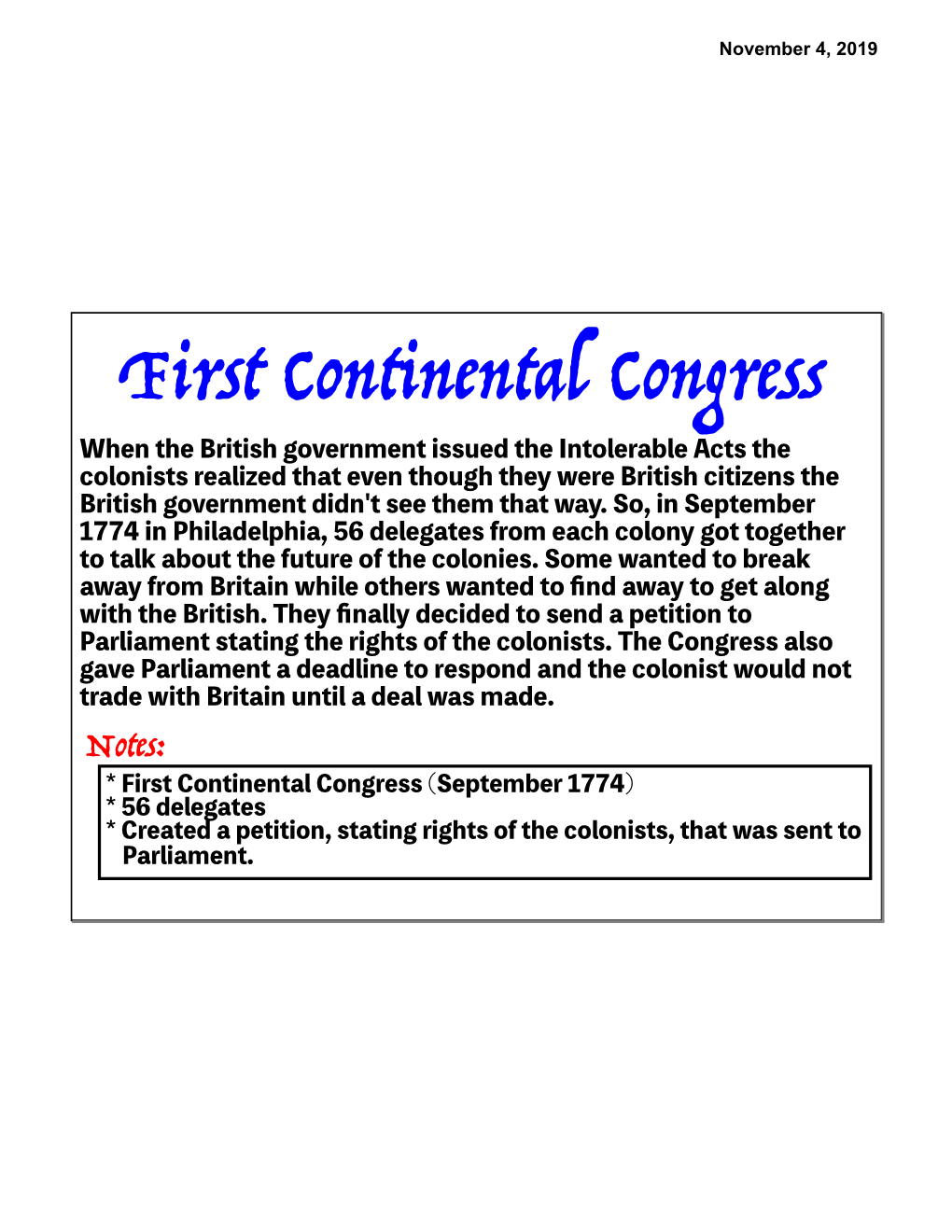 First Continental Congress