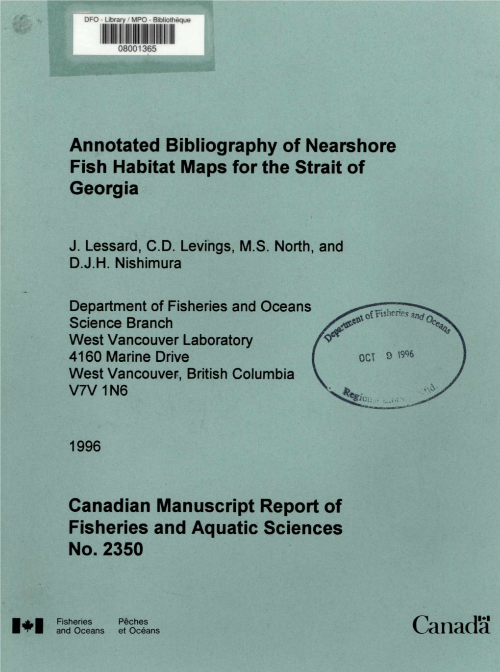 Canada Canadian Manuscript Report of Fisheries and Aquatic Sciences