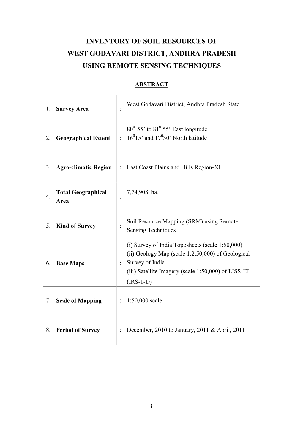 Inventory of Soil Resources of West Godavari District, Andhra Pradesh Using Remote Sensing Techniques